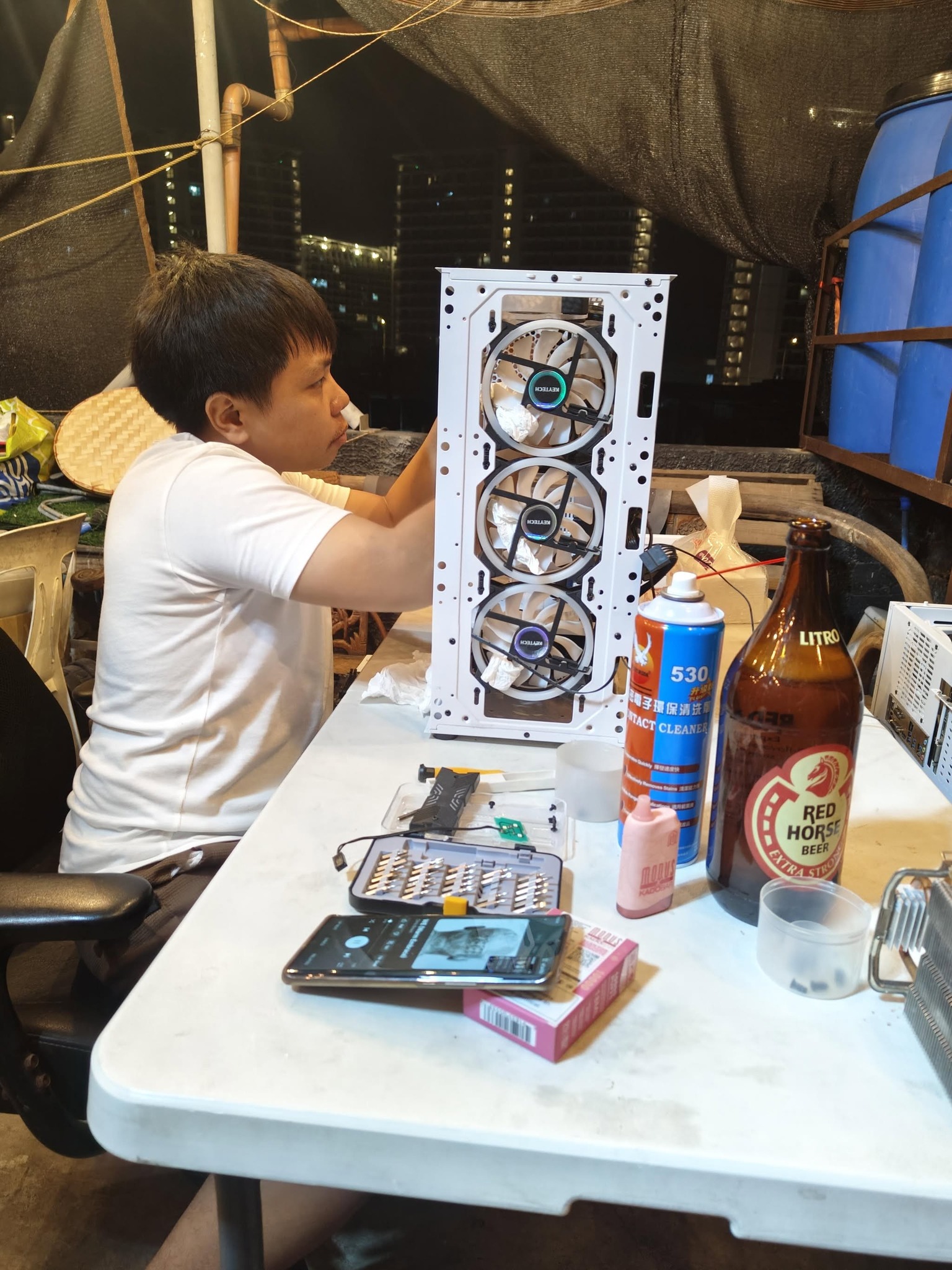 Before-and-after photograph of a serviced PC